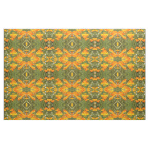 California Poppy Field Orange e Green Tecido