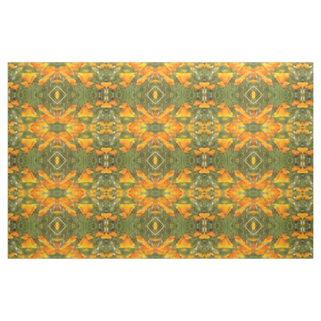 California Poppy Field Orange e Green Tecido (Fat Quarter)