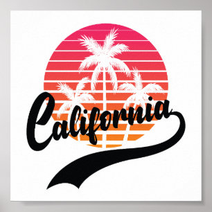 California Retro Sunset Poster