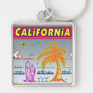 "CALIFORNIA" Surfer Beach Chaveiro
