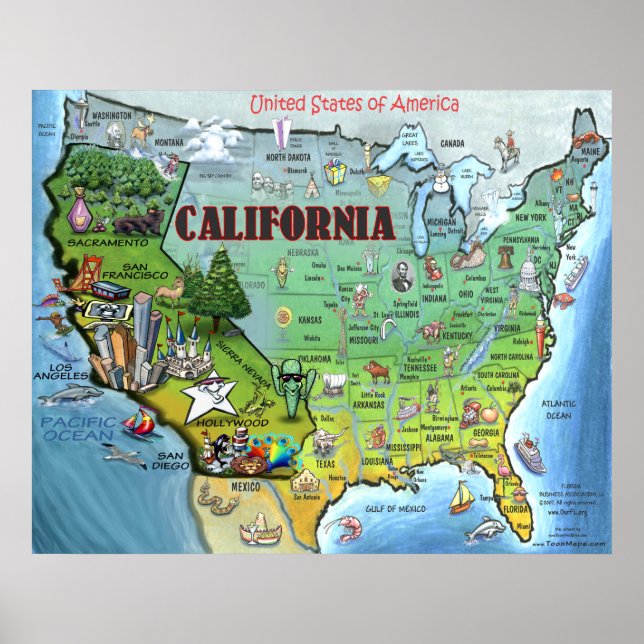 California USA Map Poster (Frente)