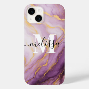 Caligrafia abstrato Purple Marble Monograma