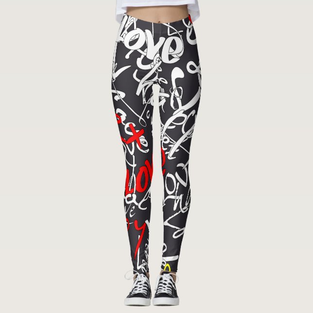 Caligrafia Ama Leggings de Yoga (Frente)