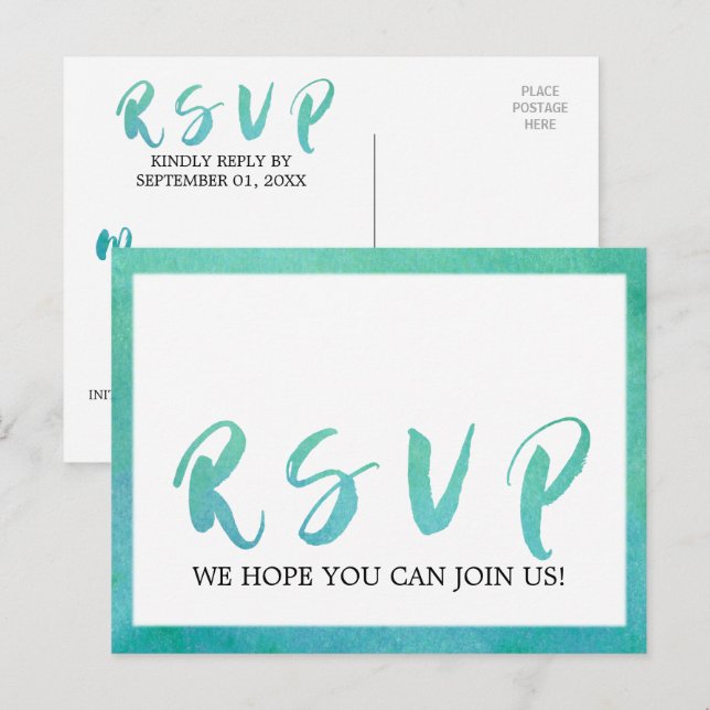 Caligrafia aquática Escolha do menu Praia RSVP (Frente/Verso)