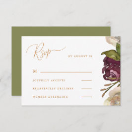 Caligrafia Chic com Casamento Verde Floral Rsvp