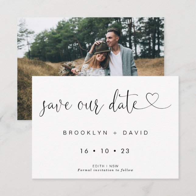 Caligrafia Com Casamento Cardíaco Salvar Cartão De (Frente/Verso)