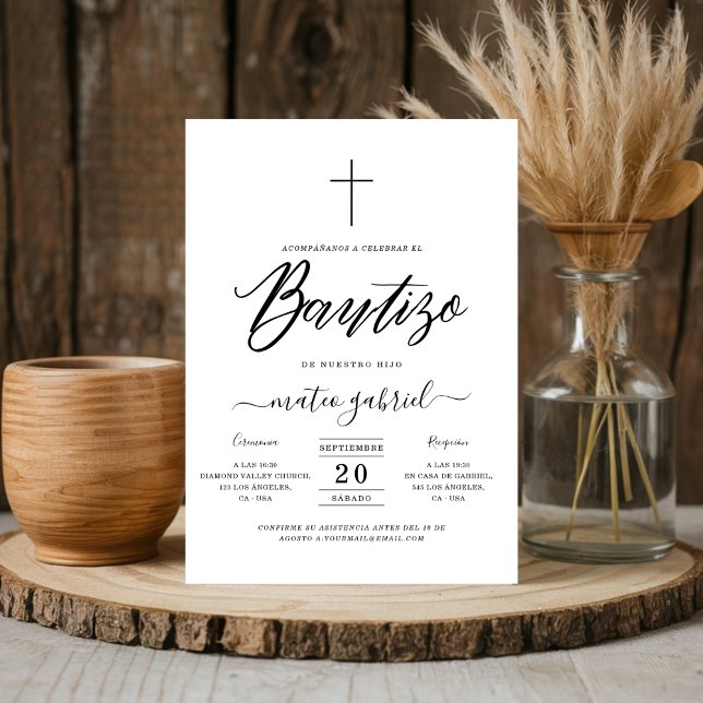 Caligrafia Convite De Bautizo Para Niño Black (Criador carregado)