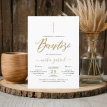 Caligrafia Convite De Bautizo Para Niño Dourado