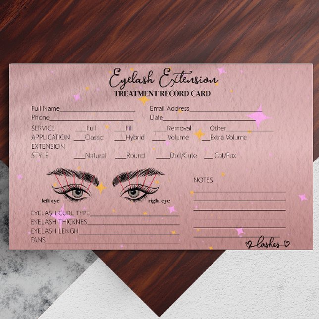 Caligrafia de Script de Registro do Cliente Lash d (Gold Rose Lash Client Record Script Calligraphy)