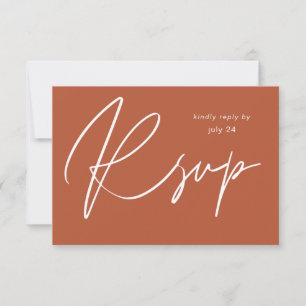Caligrafia de Terra Cotta MOD w Placa RSVP de Refe