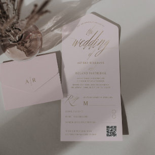 Caligrafia Dourada Chic Blush & Faux O Casamento d