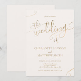 Caligrafia Dourada | Convite Para Casamento De Mar