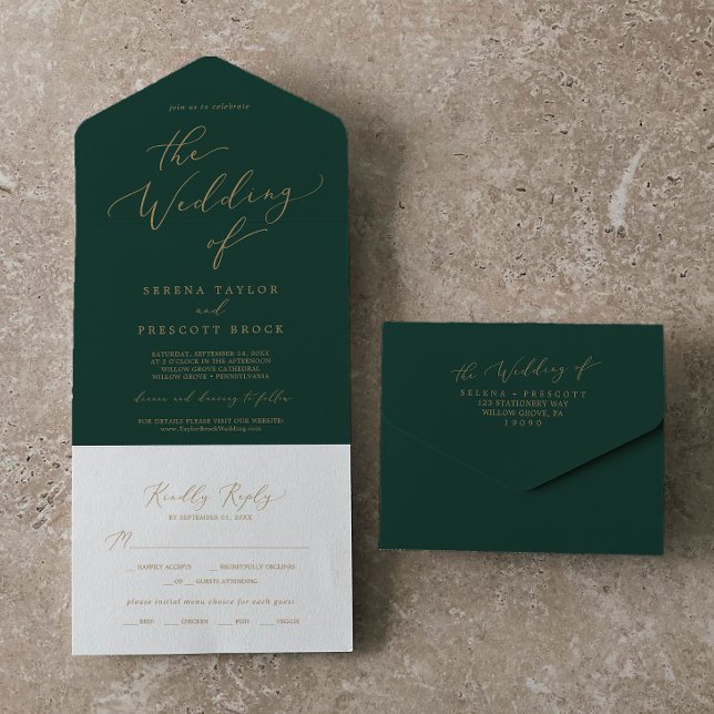 Caligrafia Dourada Delicada | Casamento Verde (Criador carregado)
