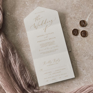 Caligrafia Dourada Delicada Cream Wedding