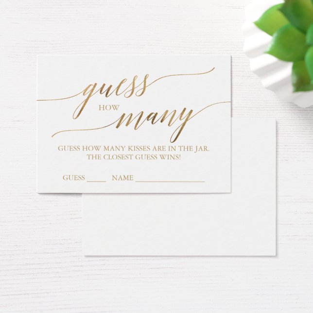 Caligrafia Dourada Elegante Adivinha Quantos Beijo (Mesa)