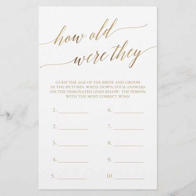 Caligrafia Dourada Elegante Quantos Anos Tinham (Frente)