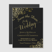 Caligrafia Dourada na Imã salve a data Preta