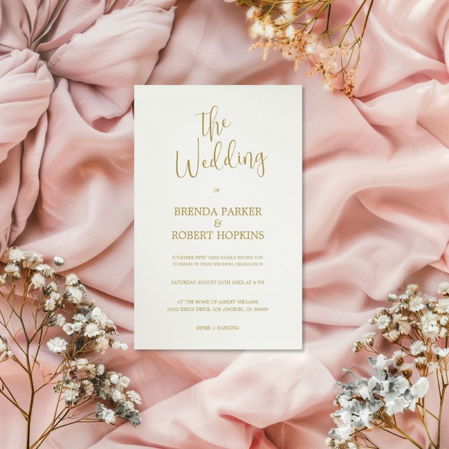 Caligrafia Dourada Whimsic No Convite de casamento (Criador carregado)