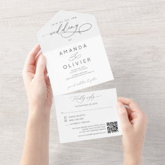 Caligrafia Elegante de Casamento Moderno Preto e B