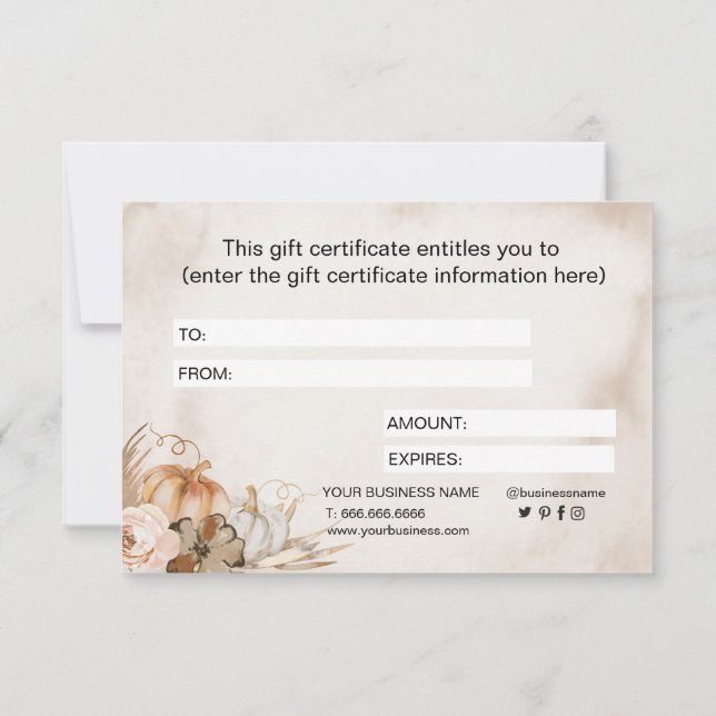 Caligrafia Elegante Floral de Outono Abóbora (Verso)