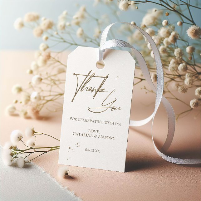 Caligrafia eterno Beige Obrigado Etiqueta Favor (Criador carregado)