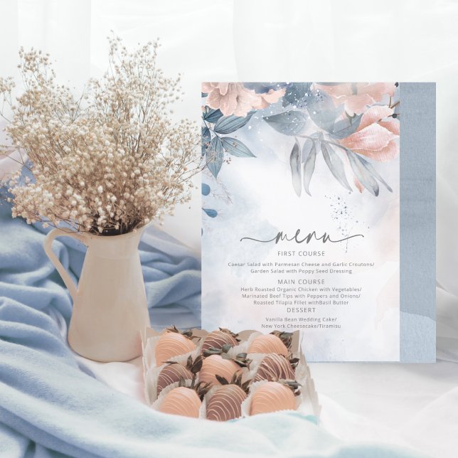Caligrafia Floral Wedding Menu Blue ID771 (Criador carregado)