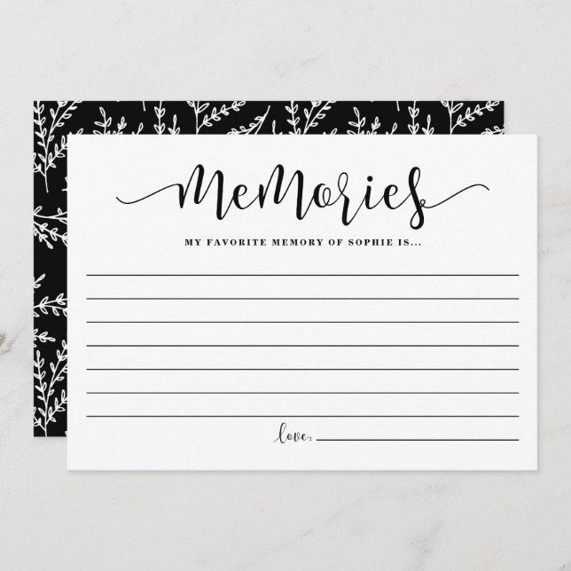 Caligrafia Memória Favorita do Cartão Noiva (Frente/Verso)