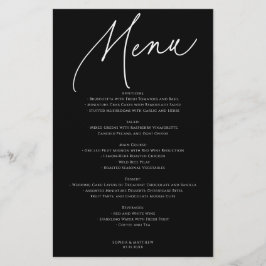 Caligrafia Menu de Casamento Minimalista Preto