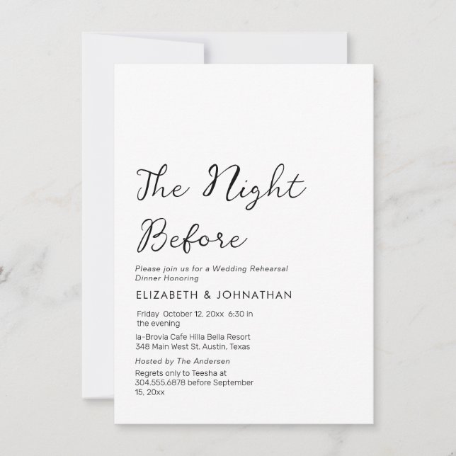 Caligrafia Mínima Na Noite Antes Do Convite (Frente)