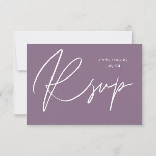 Caligrafia MOD Roxo Plum w Placa RSVP de Refeições