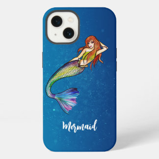 Caligrafia Moderna Arco-íris Sereia Cabelo Ruivo