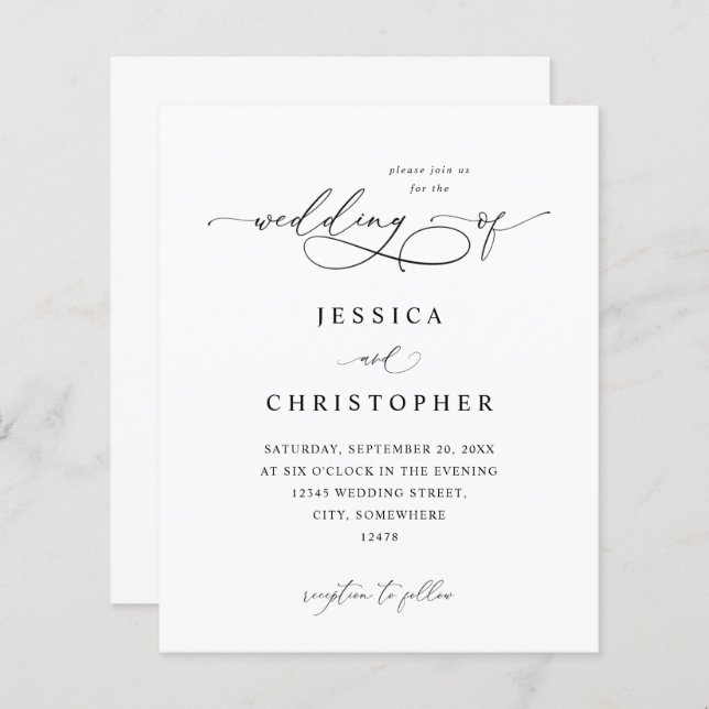 Caligrafia Moderna Branca e Preta do Orçamento 3 C (Frente/Verso)