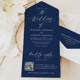Caligrafia Moderna e Elegante Casamento Azul Marin