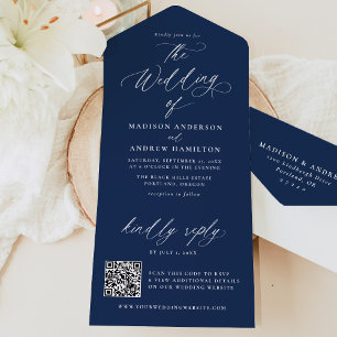 Caligrafia Moderna e Elegante Casamento Azul Marin