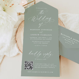 Caligrafia Moderna e Elegante Casamento Verde Sábi