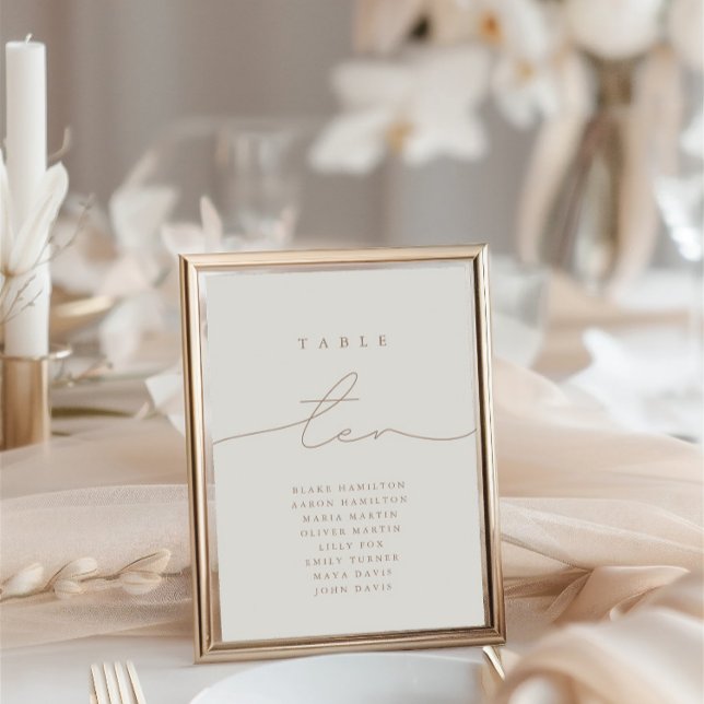 Caligrafia Moderna, Ivory Dez, Número da Mesa Casa (Modern Calligraphy Ivory Ten Wedding Table Number)