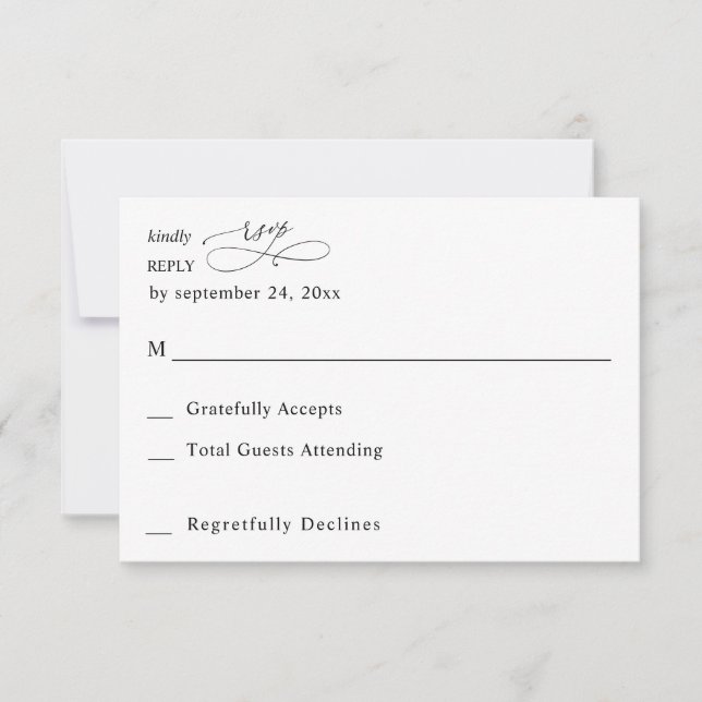 Caligrafia Moderna Preta e Branca 3 sem RSVP de Re (Frente)