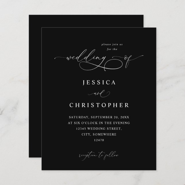 Caligrafia Moderna Preta e Branca do Orçamento 3 C (Frente/Verso)