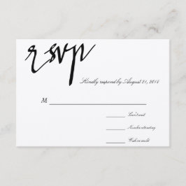 Caligrafia Moderna Preta e Branca RSVP de Casament
