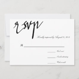 Caligrafia Moderna Preta e Branca RSVP de Casament