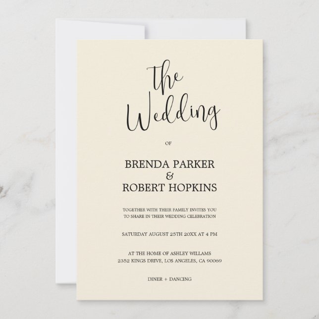 Caligrafia Negra Por Convite Para Casamento Em Bei (Frente)