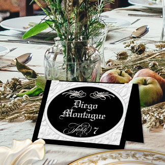 Caligrafia Personalizada - Cartão de Assento Preto