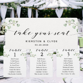 Caligrafia Preta Folhagem Pegue Seu Assento Cartão