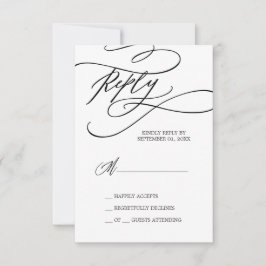 Caligrafia romântica | Placa RSVP Simples Flourada