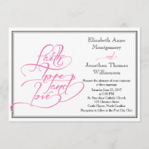 Caligrafia rosa Convite para Casamento Cristão