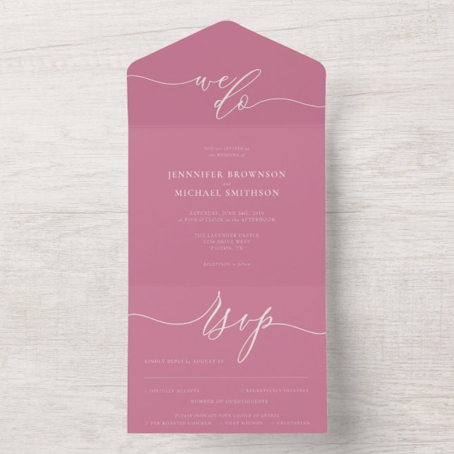 Caligrafia Simples Casamento Tom Rosa (Interno)
