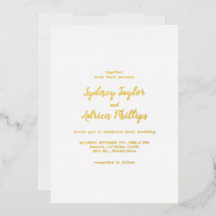 Caligrafia Simples Dourada Casamento Casual de Vol