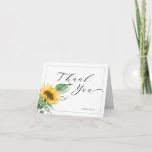 Caligrafia Sunflower Obrigado Cartão de Nota Dobr