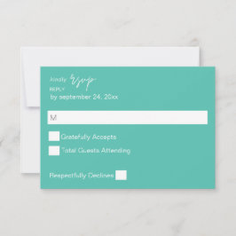 Caligrafia Verde Turquesa Caligrafia sem RSVP de R