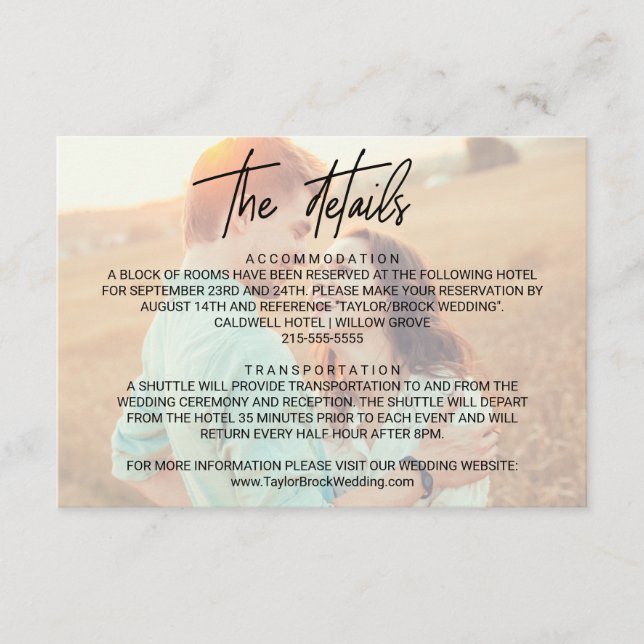 Caligrafia Whimsical | Cartão de Detalhes de Fotog (Frente)